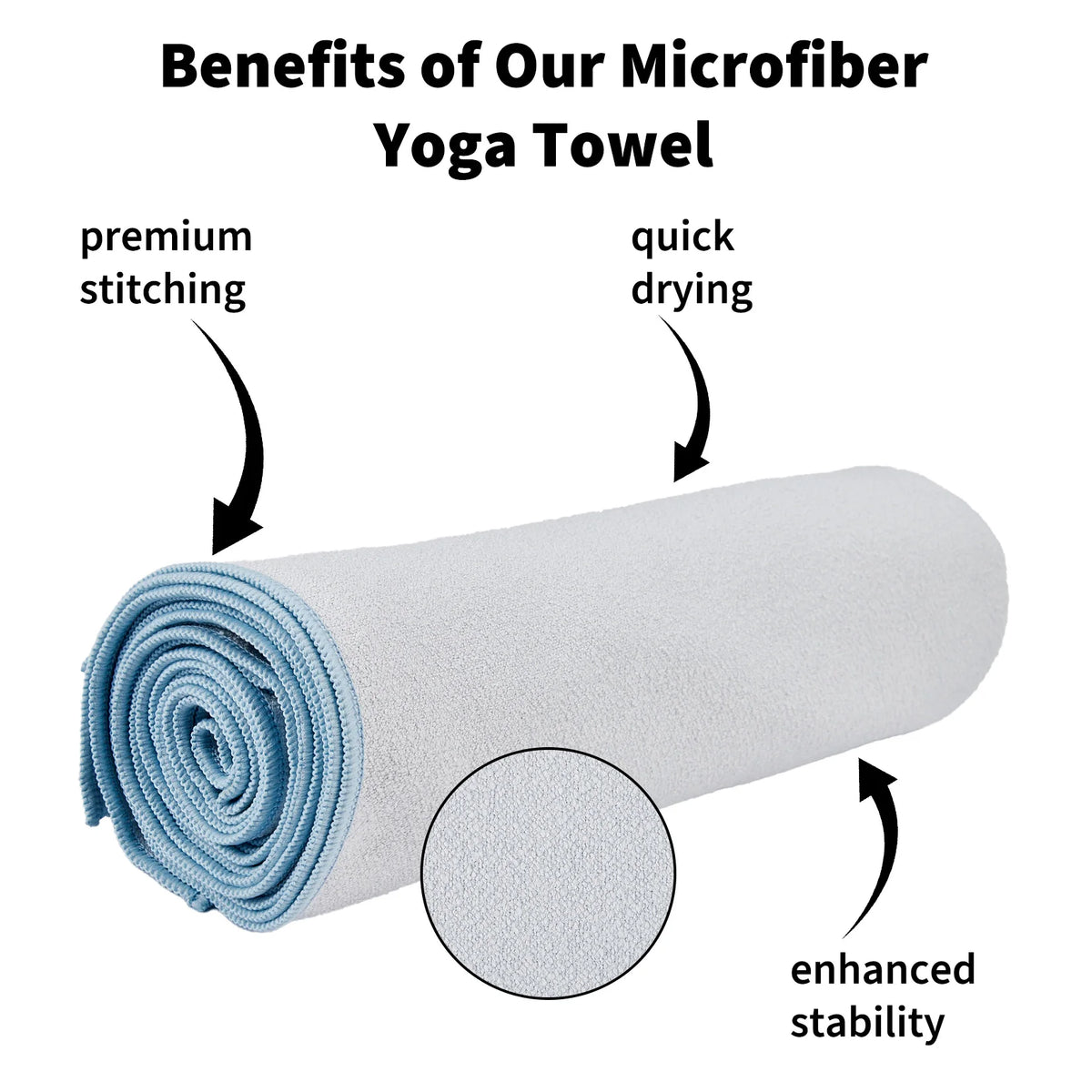 Non-Slip Microfiber Yoga Towel for Hot Yoga & Pilates Sweat Absorbent/Quick Dry Machine Washable Mat Cover, Ideal for Gym 183x67cm