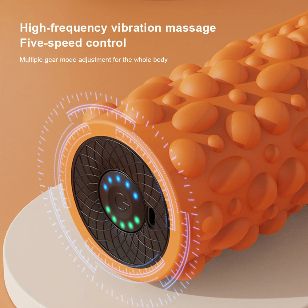 Electric Vibrating Foam Roller Exercise Roller Rechargeable/Muscle Roller 5 Modes Tissue Massager for Yoga Pilates