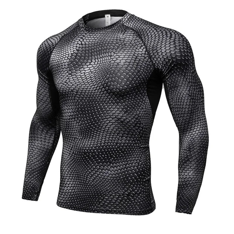 Men's Fitness Running Training Long-Sleeved Shirts Tight Elastic/Quick-Drying Clothes Gym T-Shirt Workout Athletic Undershirts
