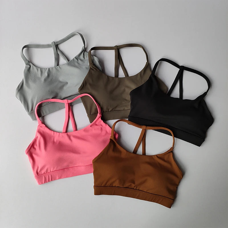 Women's Sexy Back Sports Bra Top Push-Up Yoga Underwear Fitness Crop Top/Workout Yoga Top Soft Beauty Back Bras Gym Underwear