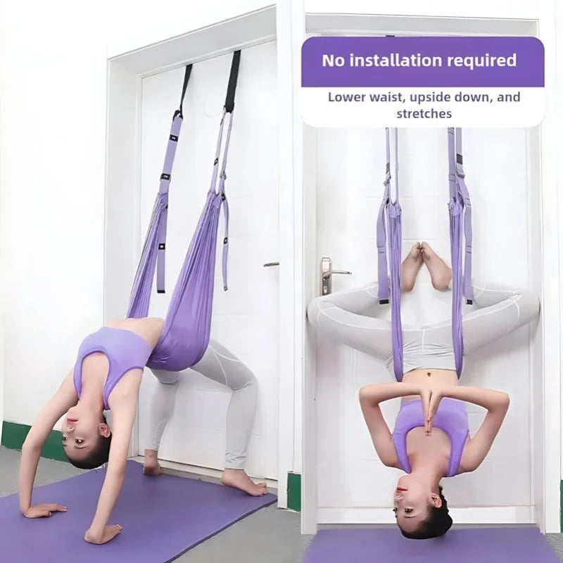 Luxury Purple Aerial Yoga Rope Soft Fabric+Stable Support/Home Workout Safety Single Piece