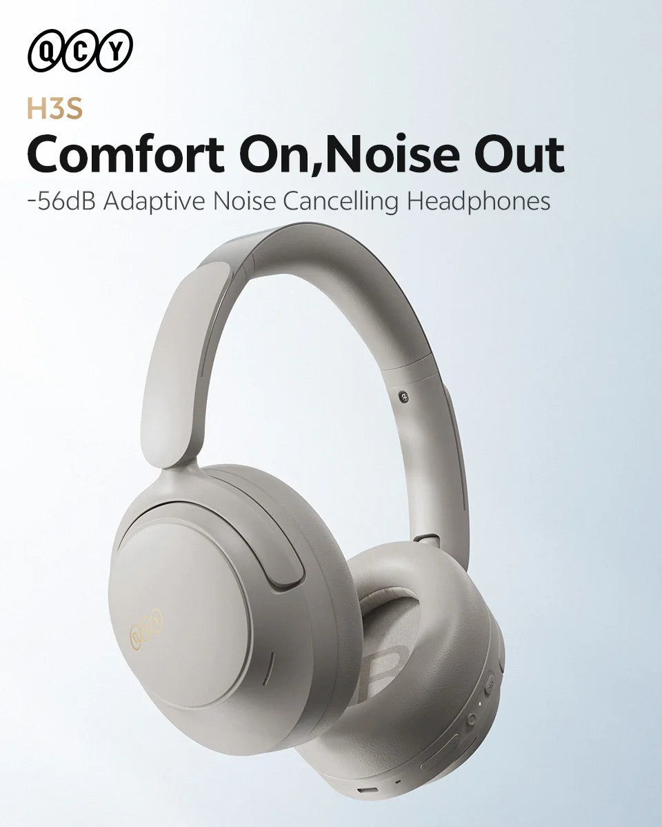QCY H3S Over Ear Headphone Hi-Res LDAC Spatial Sound Headset/H3S -56dB Adaptive ANC Wireless Earphone Bluetooth 6.0 102Hrs