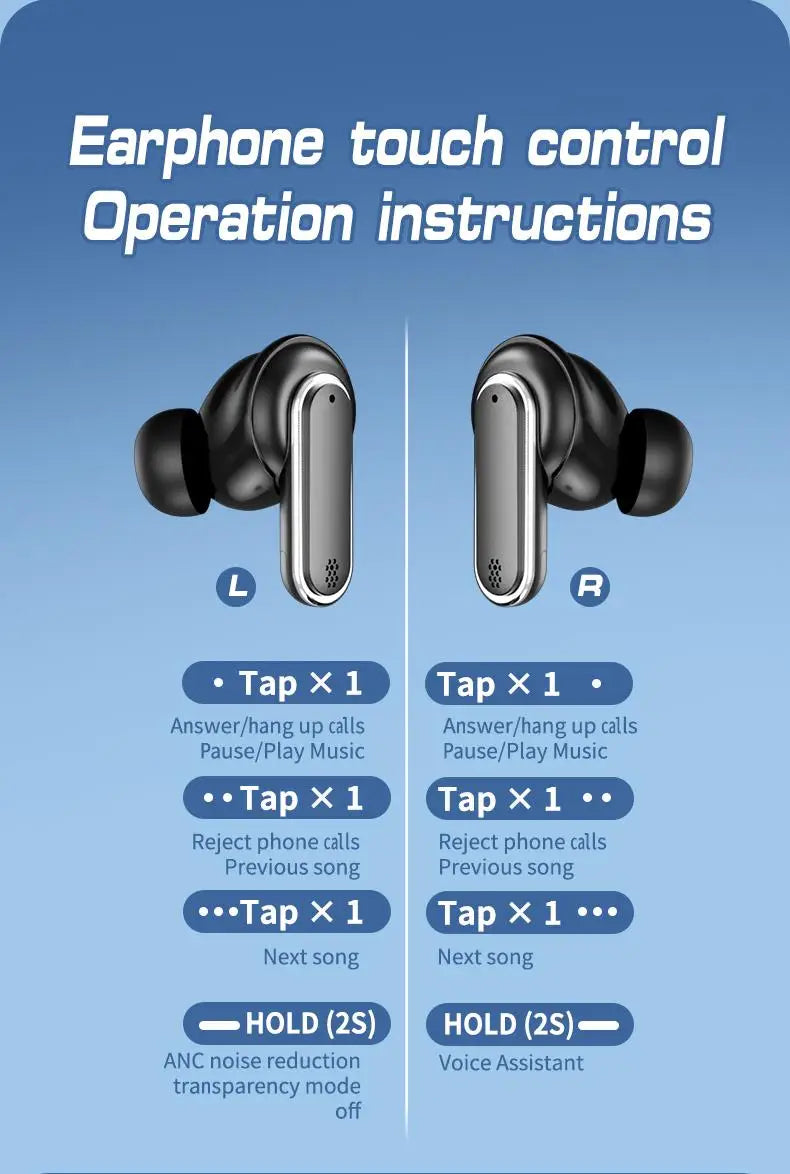 New Wireless Bluetooth earphones with multifunctional digital display screen/support earphone high aesthetic value earphone