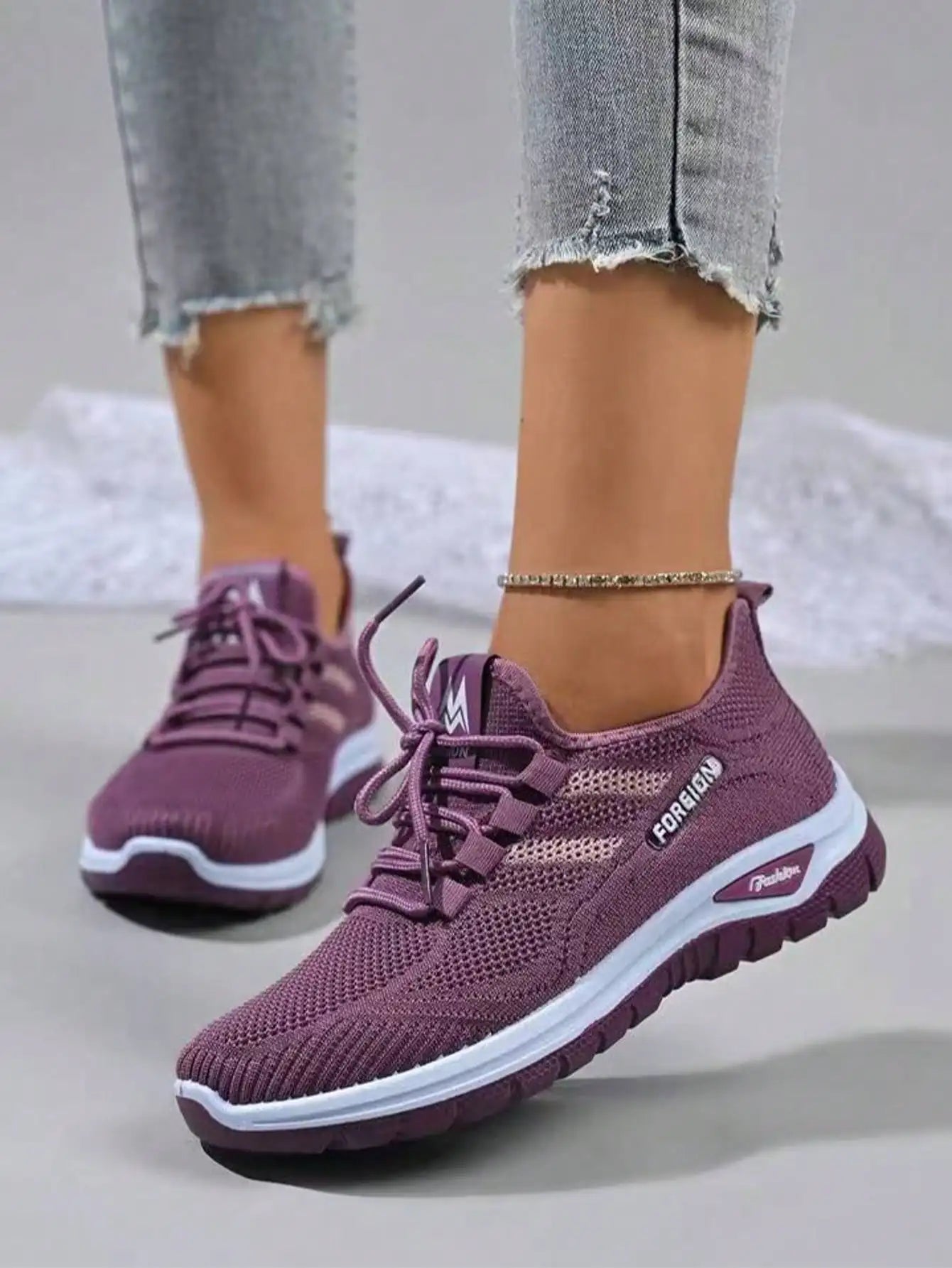 Women Breathable Knit Air Cushion Platform Walking Sneakers/Lace Up Lightweight Non Slip Wedge Casual Shoes Shock Absorbing
