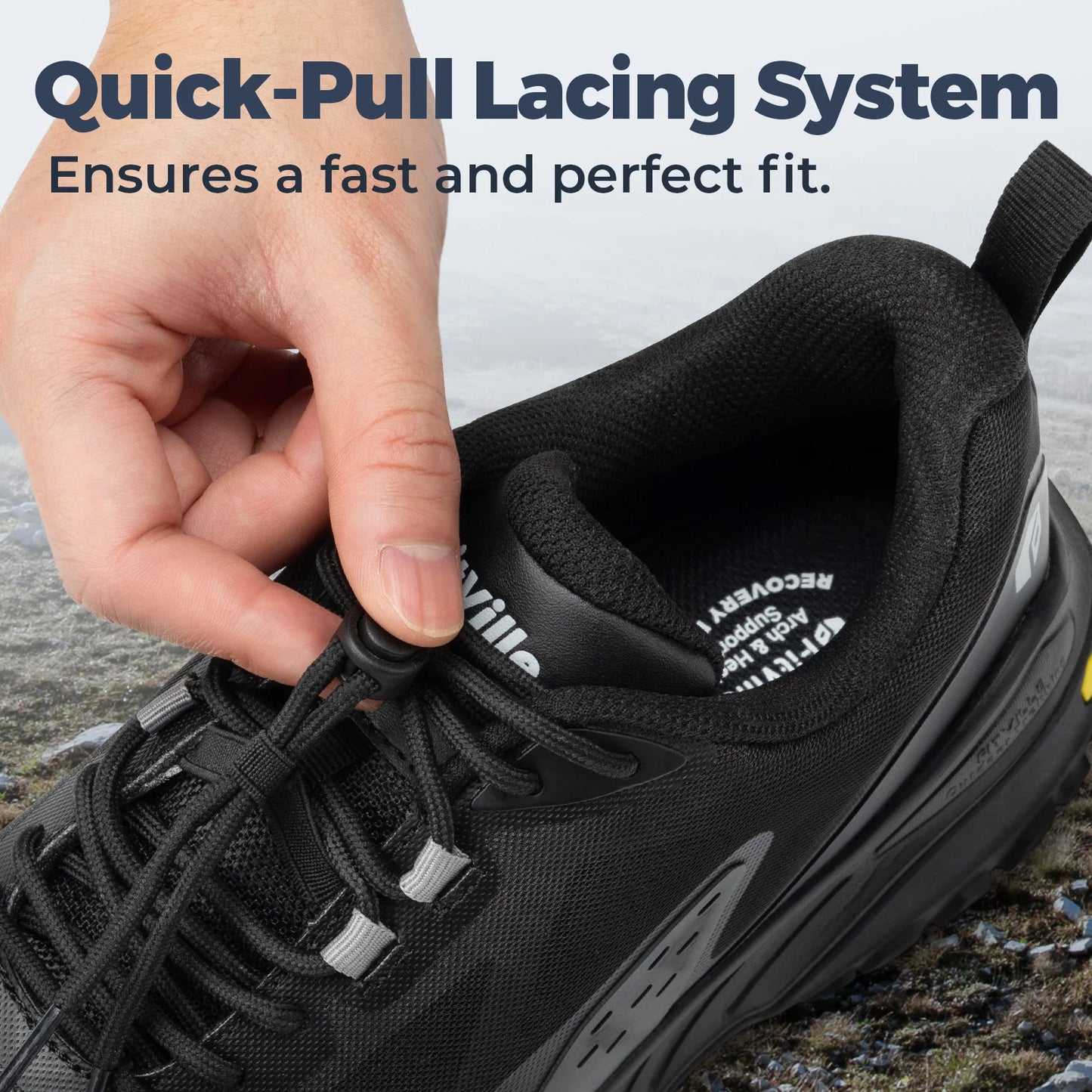 Fittington Wide Shoes For Man  Breathable Mesh Upper Sneakers/Non-Slip Trekking Hiking Walking Shoes With High Arch Support