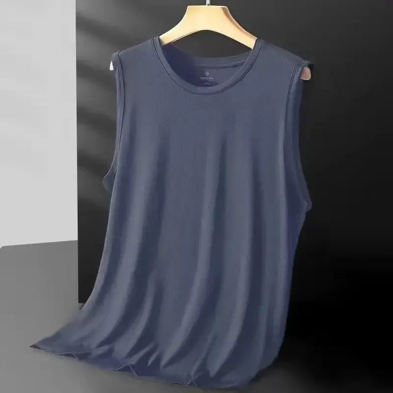 Men's Ice Silk Mesh Vest Lightweight Sports Summer Wear/Sleeveless T-shirt Tank Top Casual Fashion Outerwear