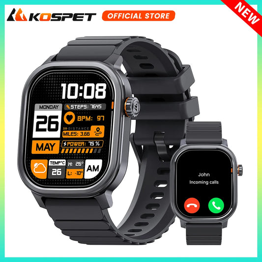 Original KOSPET PULSE Smart Watch Men Women 1.96" AMOLED BT Call/IP68 Waterproof 180 Freestyle Training Modes Fitness Monitoring