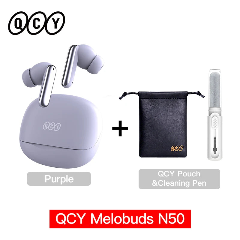 QCY Melobuds N50 ANC Bluetooth 5.4 Wireless Earphones Active Noise Cancellation/6 Mics Clear Call Earbuds Multipoint Connection