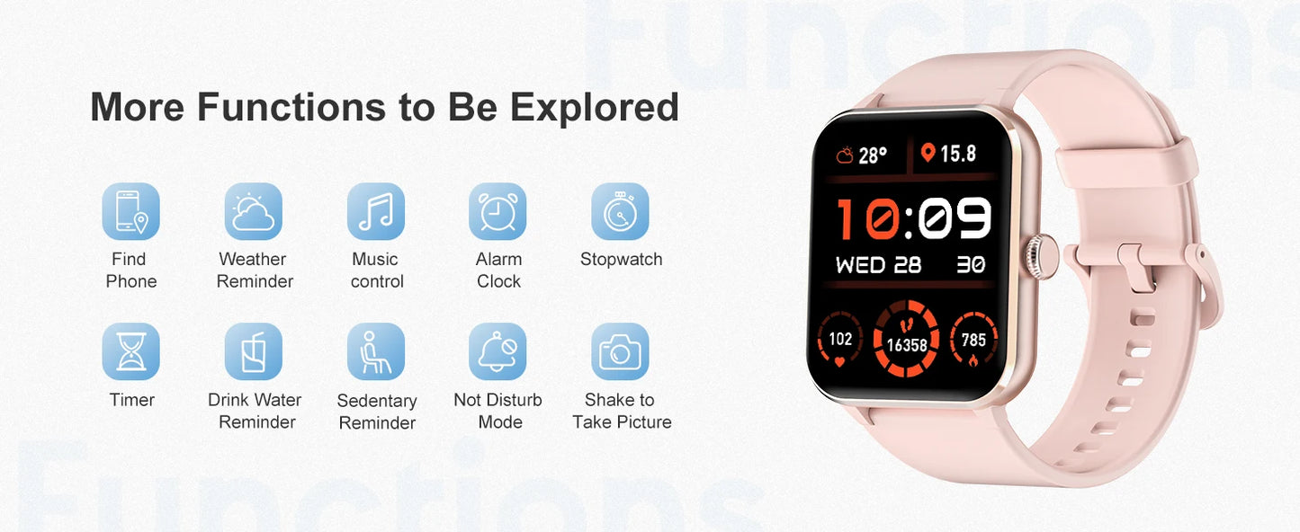 Blackview Smart Watch 1.85” Full Touch HD Bluetooth Calling Smartwatch/100+ Sports Fitness Tracking Watch with Voice Assistant