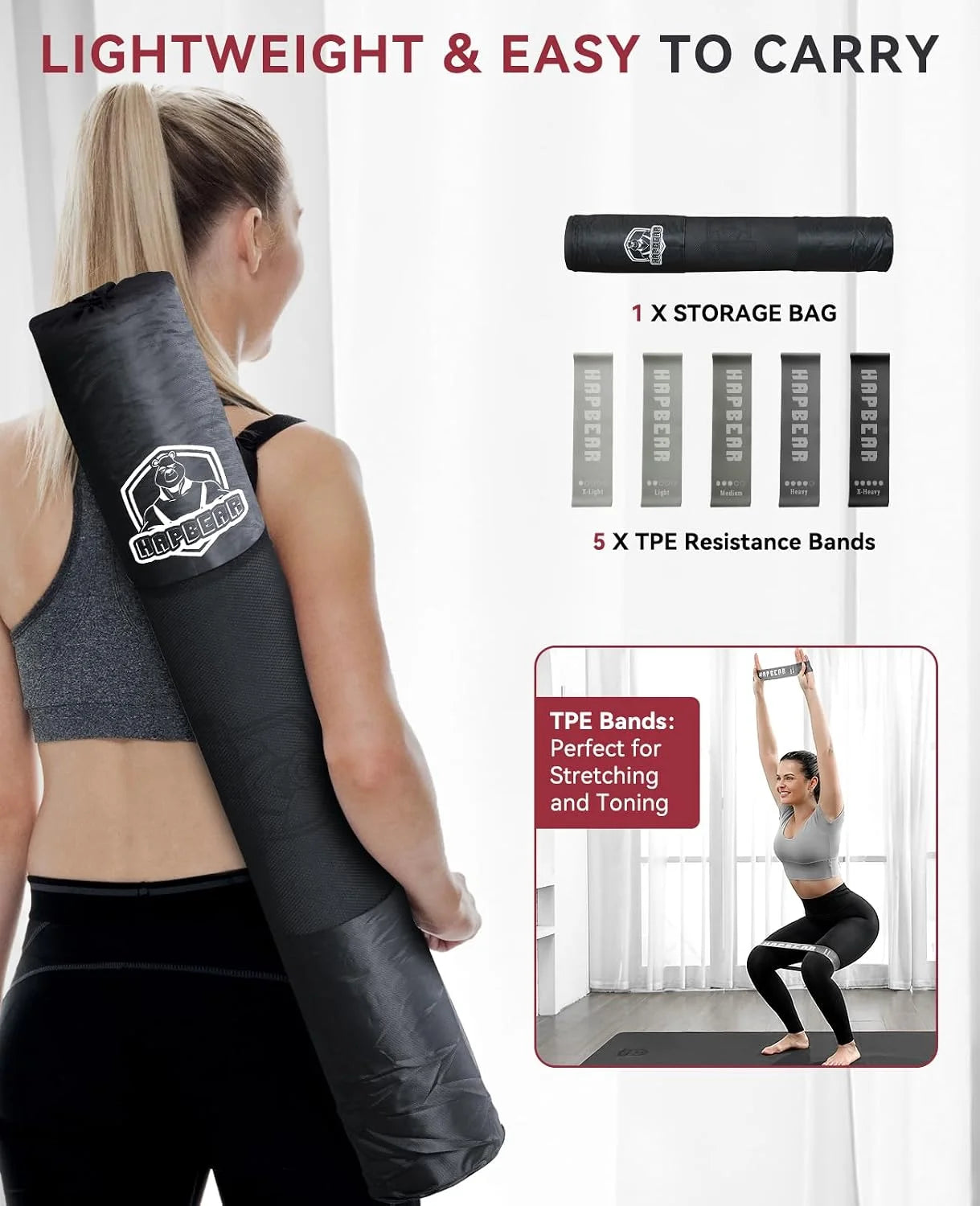 HAPBEAR Large Yoga Mat Extra Wide 72"x36" 6mm TPE Double Sided/Non Slip Exercise Mat Non-Slip Textured Surface Durable Cushion