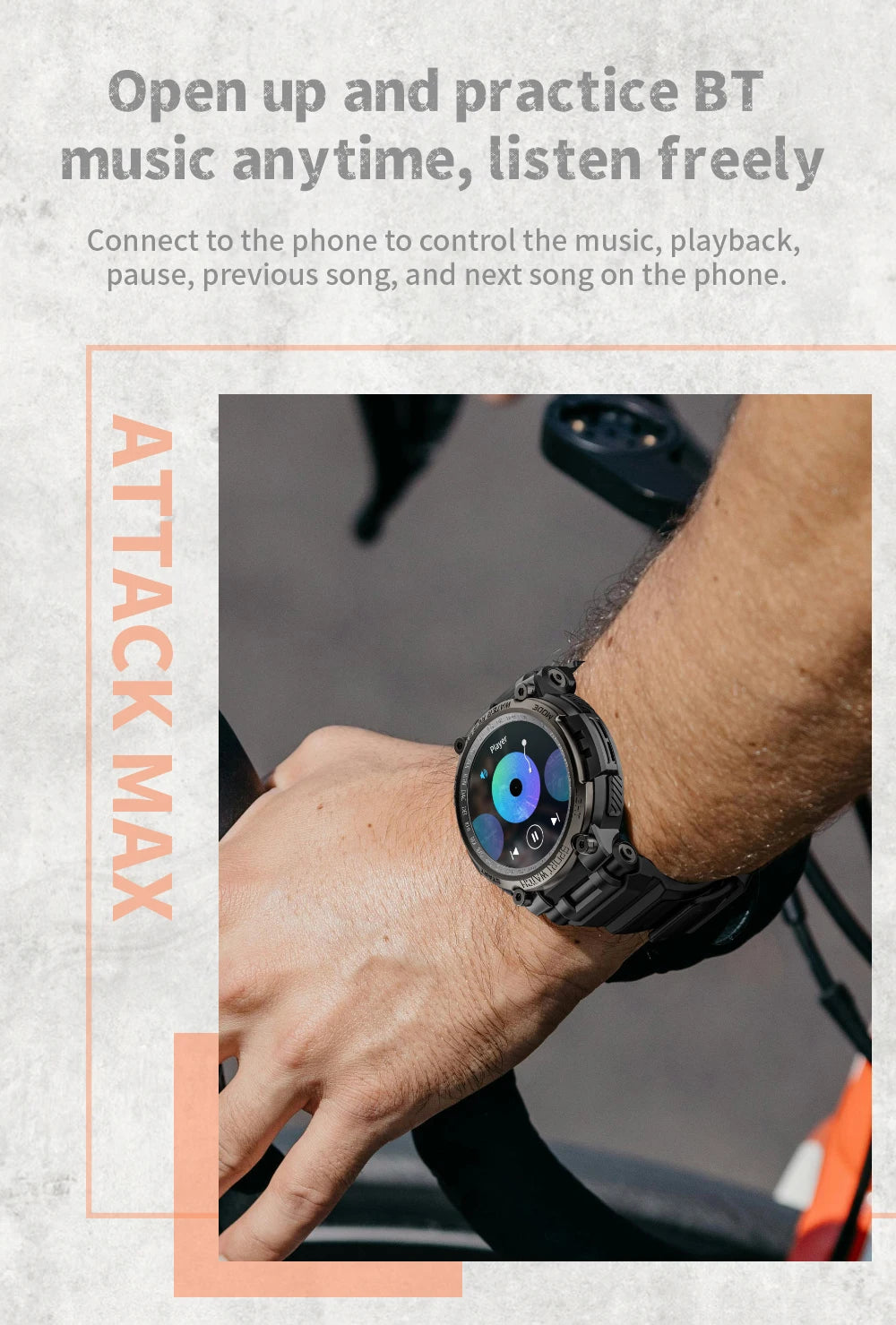 LOKMAT New ATTACK MAX Sport Rugged Smart Watch BT Calls Waterproof/Military Smartwatches Heart Rate Monitor Fitness Tracker