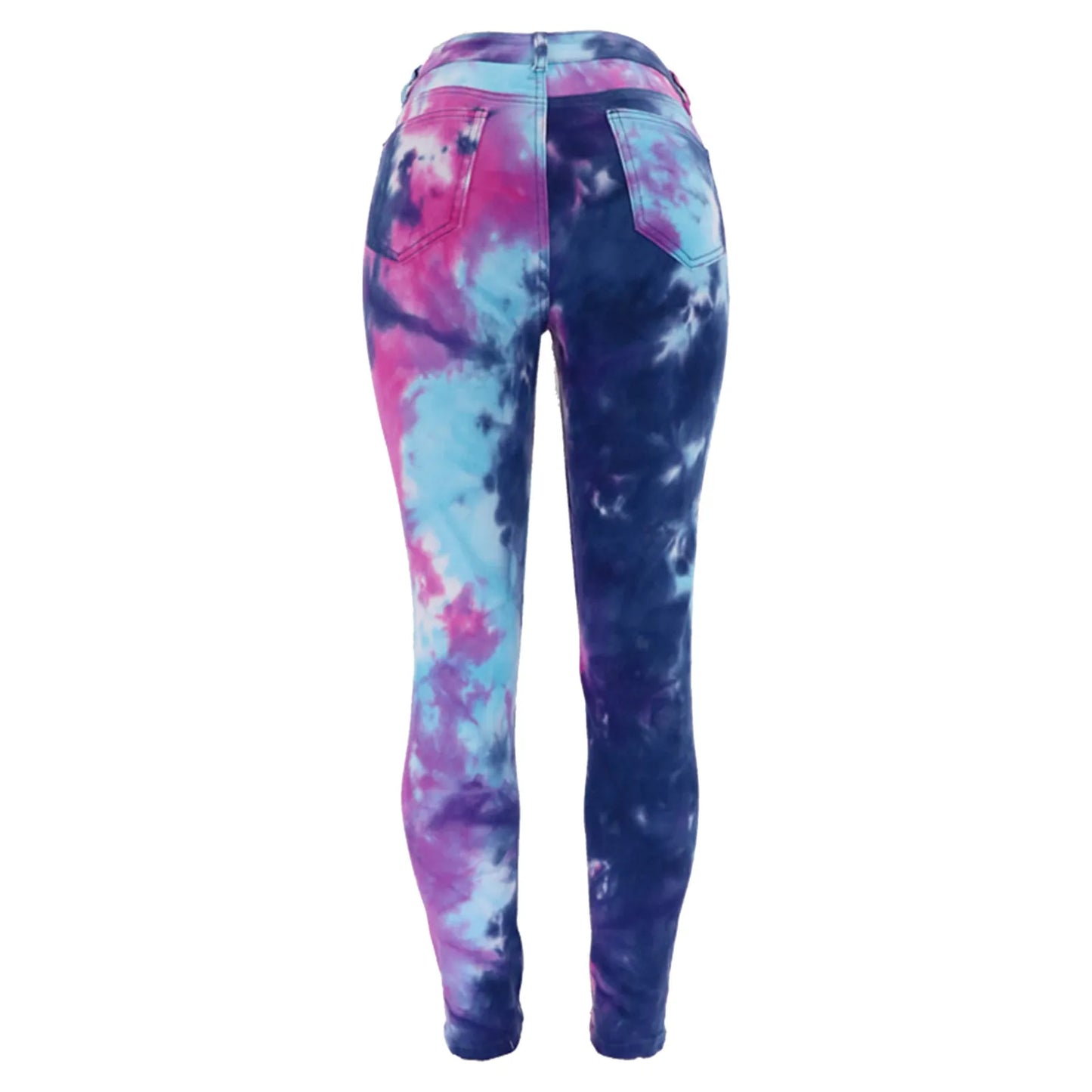 Women's Wash Light Leggings Color Dye Printing/Two Color Gradient Tie Dye Denim Pants