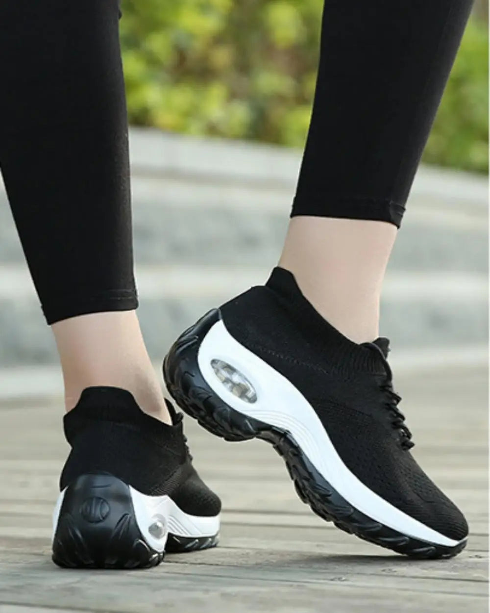 Women Casual Sports Shoes Mesh Breathable Thick Sole/Air Cushion Sneakers Anti-slip Lace-up Walking Shoes For Daily Outdoor Fitness