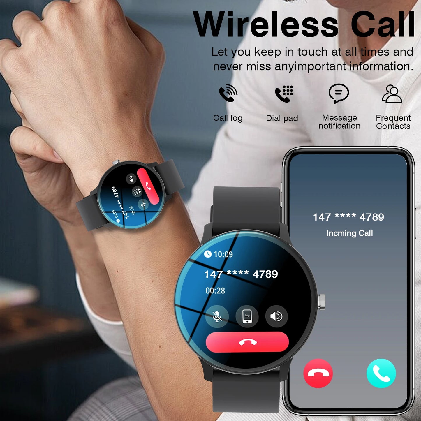New Full Touch High Definition Men's & Women's Sports Smartwatch Features/Answering Calls, Motion Tracking For Android & Iphone