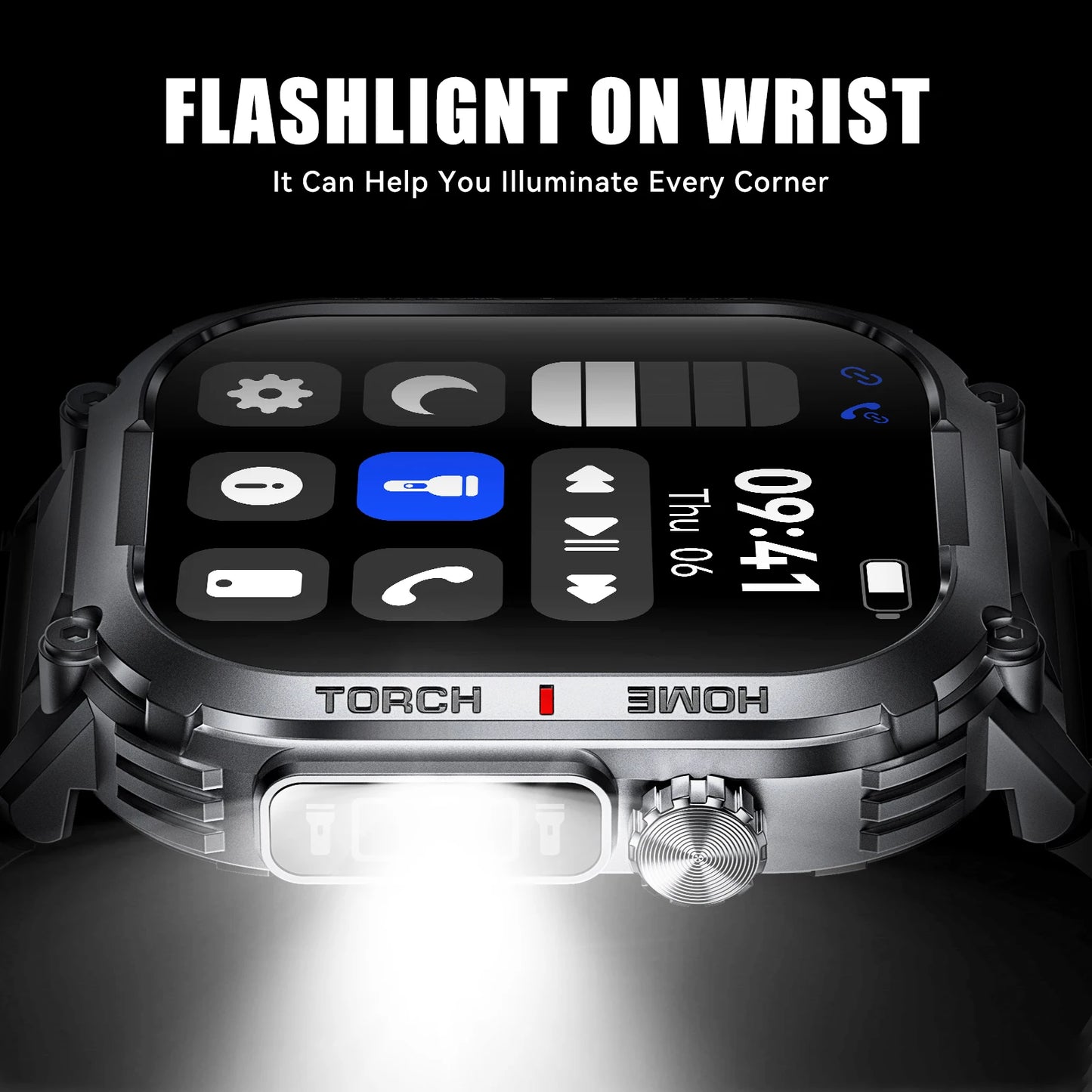 EIGIIS New Smart Watch Men 3ATM Waterproof 2.02"S320B With Compass/And LED Flashlight Sports And Fitness Tracking Heart Rate