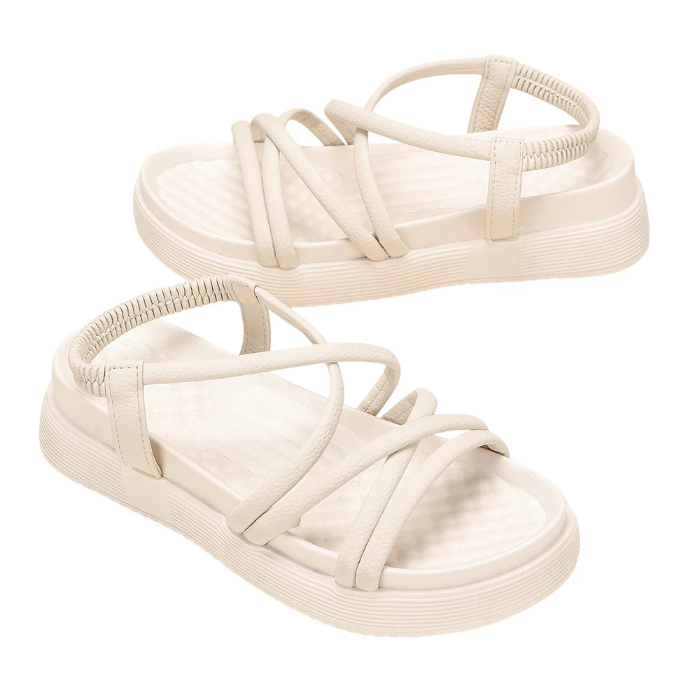 Women's Beach Sandals Thin Strap Platform Shoes/Summer New Soft Sole Sporty Sandals Versatile Flat Shoes