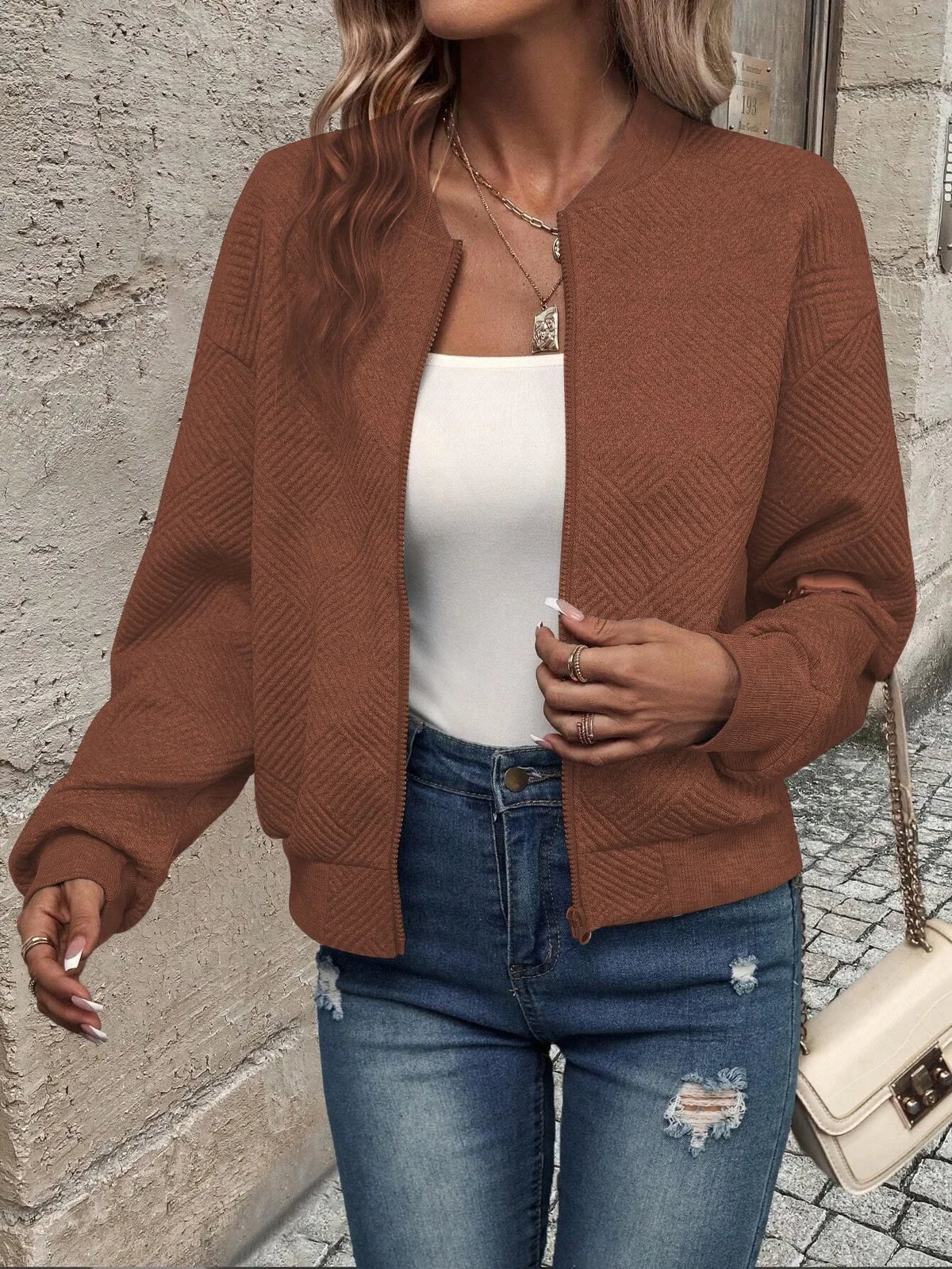 Autumn and Winter New Solid Color Zipper Jacket/with Collar Casual Coat for Women