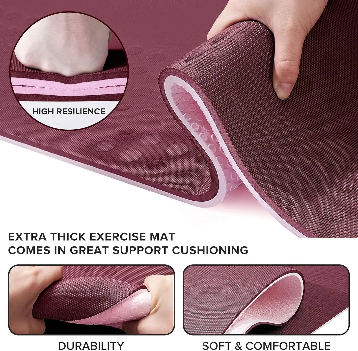 Extra Thick Yoga Mat, 2/5 inch, Ergonomic 3D Non Slip Design/SGS Certified TPE Material Yoga Mat for Men Women