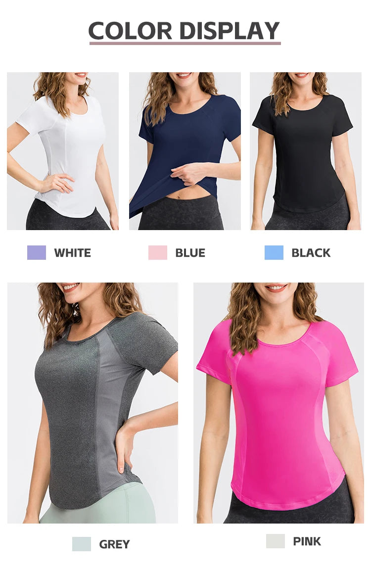 Women Yoga Tops Breathable Sport Fitness Workout/Running Yoga Top Quick Dry Short Sleeve Gym T Shirt