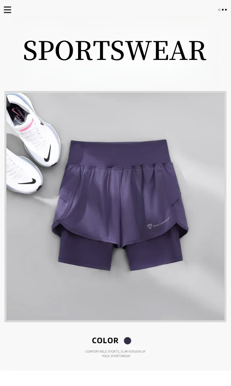 Women Running Shorts 2 In 1 Quick Dry High Waist Summer Shorts/With Pocket Lightweight Cycling Clothes Athletic Wear