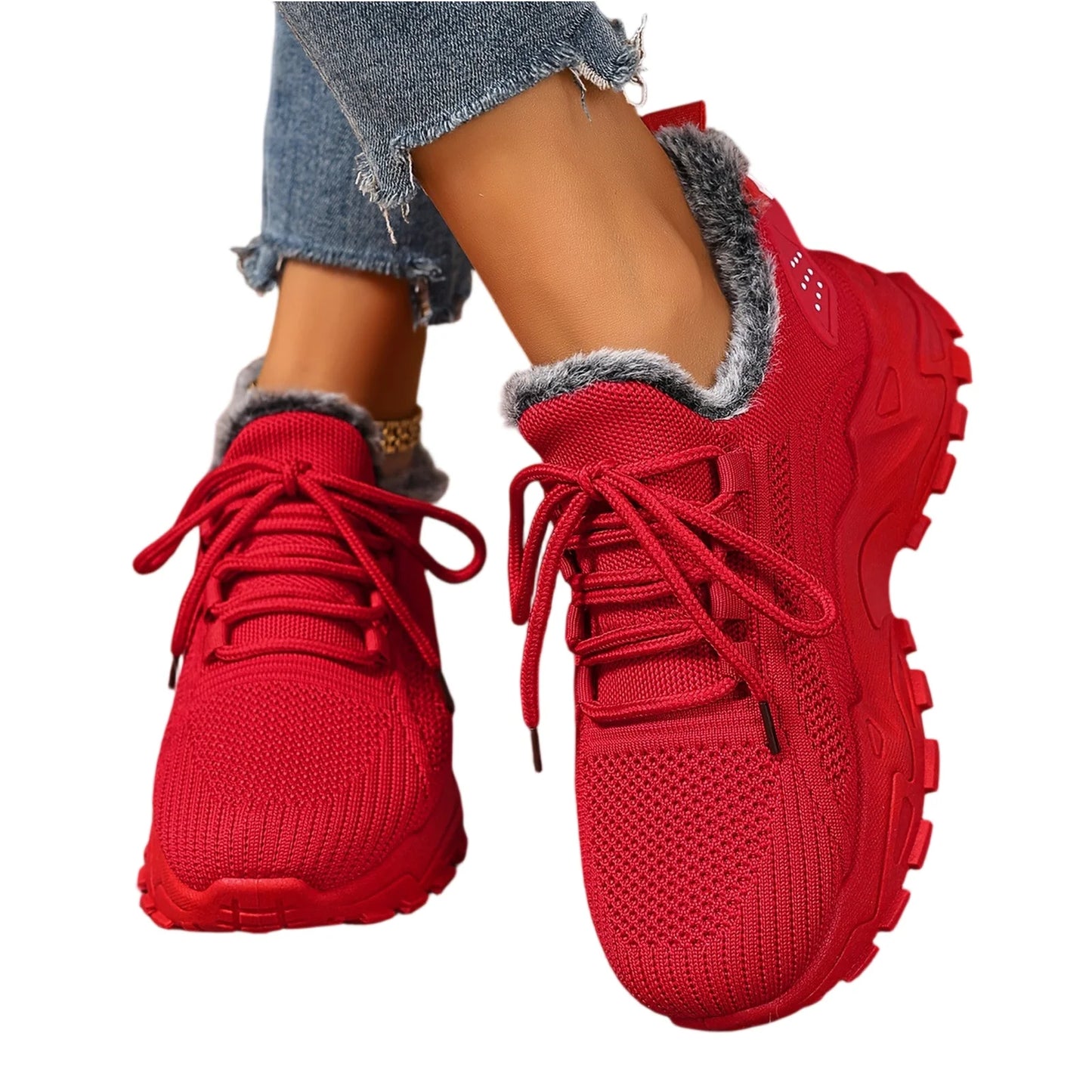 Sneakers Women's Winter Warm Sports Shoes Non Slip Soles/Suitable for Cold Weather Outdoor Walking Sports Shoes Ladies Sneakers