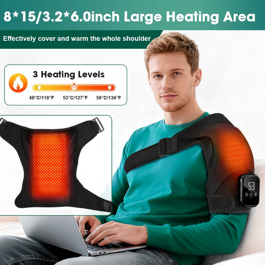  Electric Heating Shoulder Vibration Massage Back Shoulder Support Brace/Adjustable Shoulder Massager For Muscle Relaxation