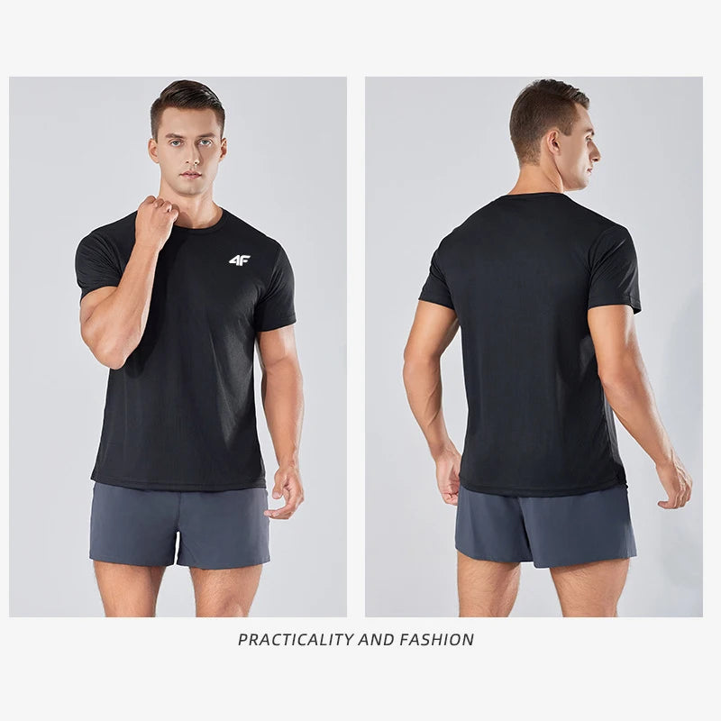 Men's Summer Exercise Training T-shirt High Quality Breathable/Quick Dry Short Sleeved Top Marathon Gym Fitness Basketball Tees