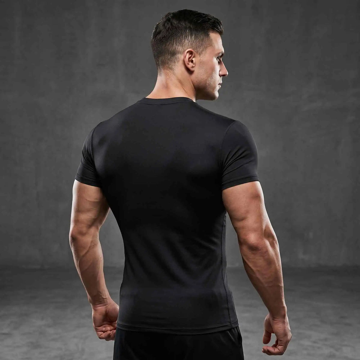 3-Pack Men's Compression Shirts Short Sleeve Gym Tops/Contour Line Workout Tees Moisture-Wicking Quick-Dry Performance