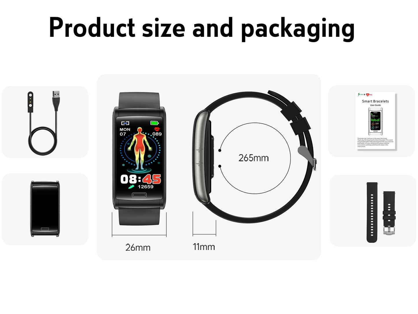 2025 New ECG+HRV Smart Watch Men Women Heart Rate/Blood Pressure Hypoxia Alarm Sleep Monitoring Fitness Sports Music Control