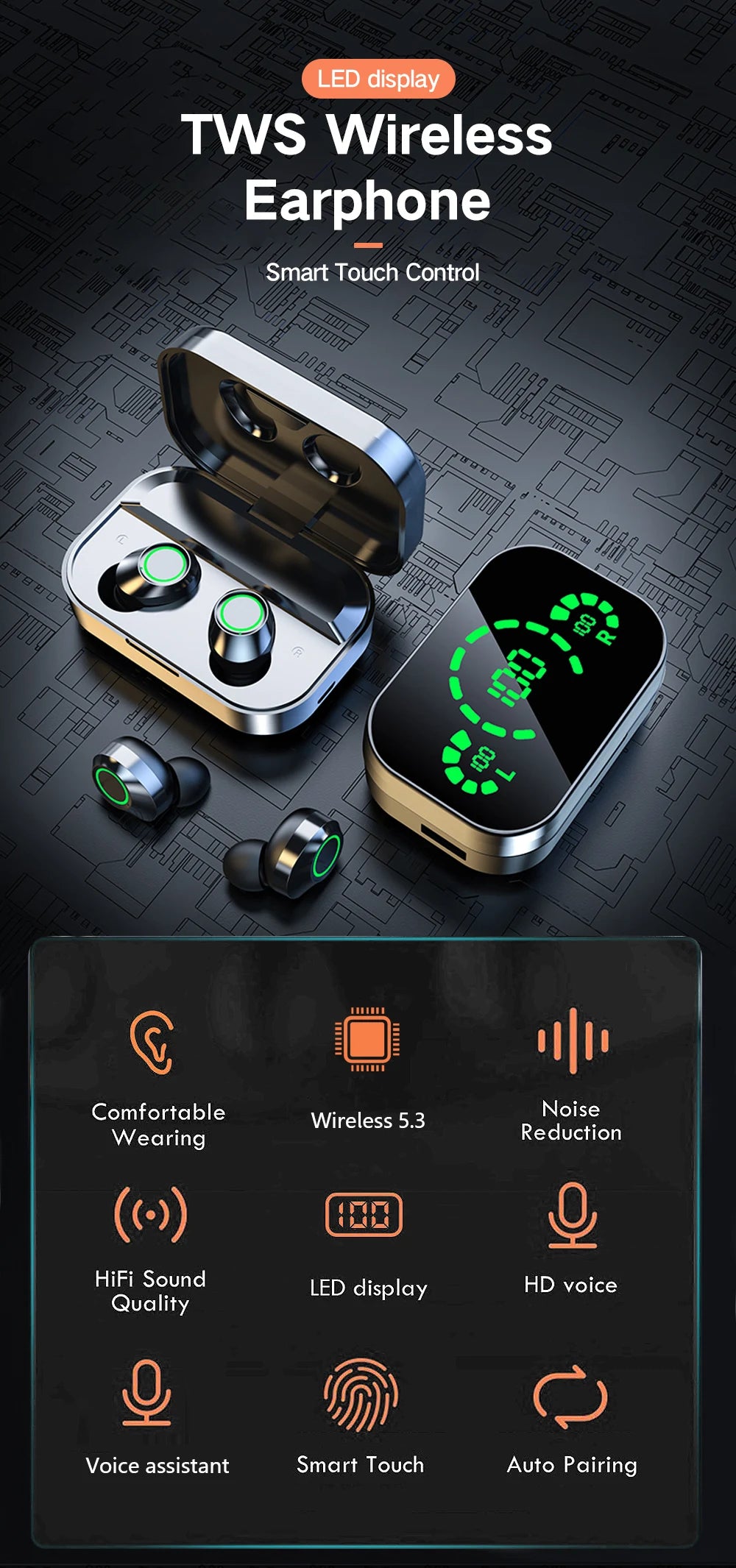 NES TWS Wireless Bluetooth Earphones Sport Stereo Headphones/HiFi Music Earbuds With Built-in Microphone HD Call Gaming Headset