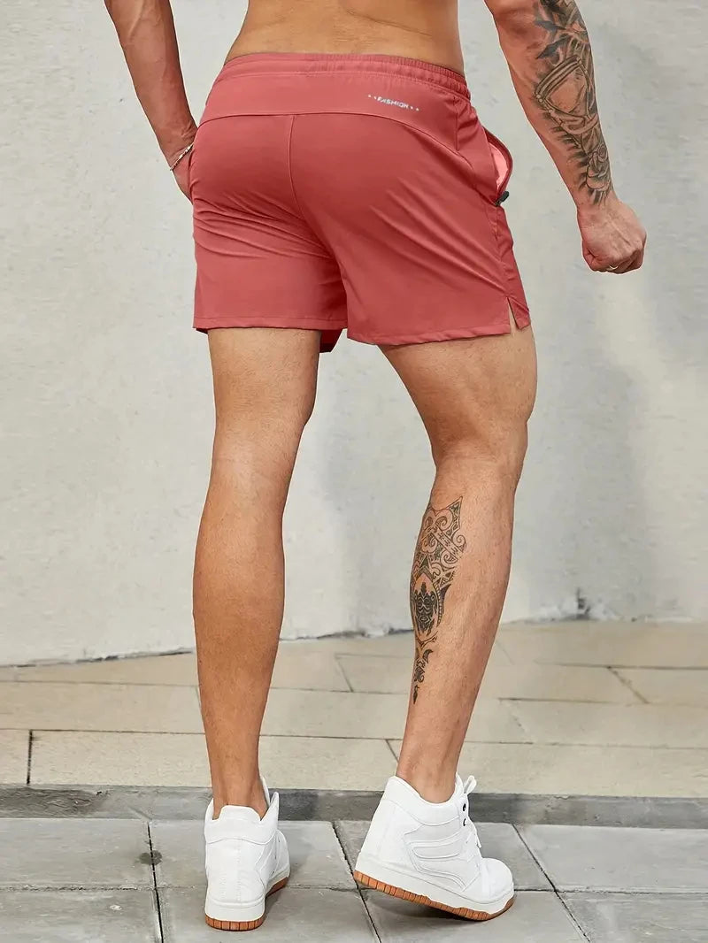 Men New Summer Beach New Models Solid Color Fashion/Leisure Comfortable Elastic Waist Double Pockets Cool Sports Shorts