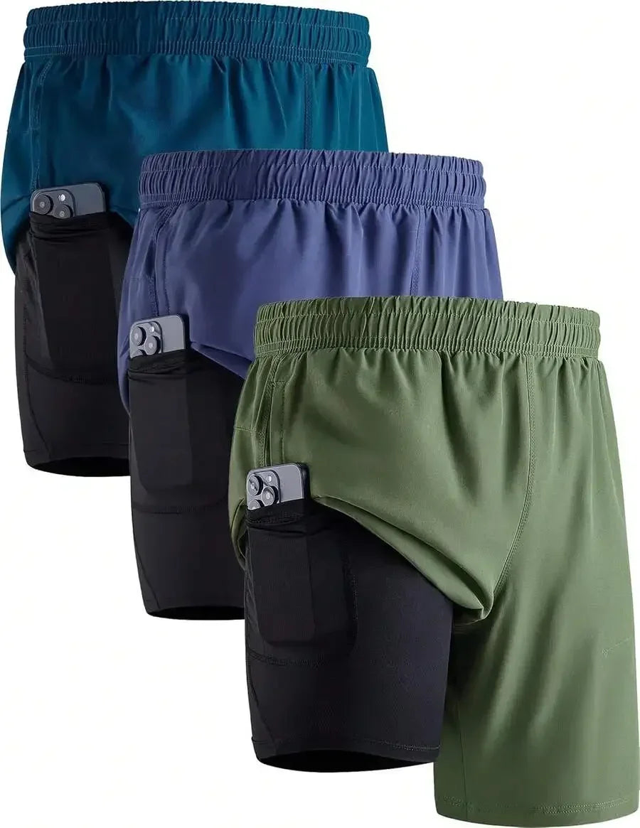 Men's 7 Inch Running Shorts/With Compression Liner Quick Dry 2 In 1