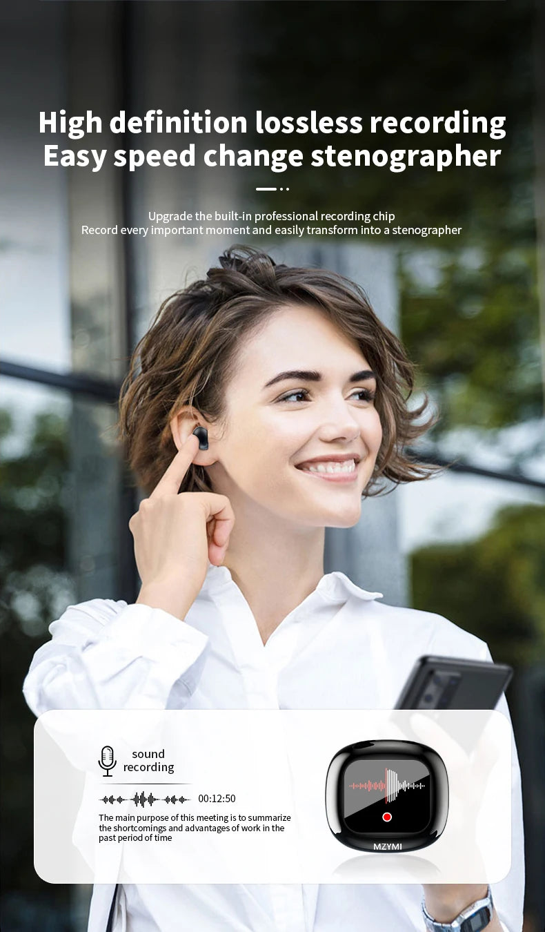 MZYMI S09 Wireless Earphone Bluetooth5.4 Active Noise Cancelling/ Touch Control Headphone Support TF Card In Ear Earbud With Mic