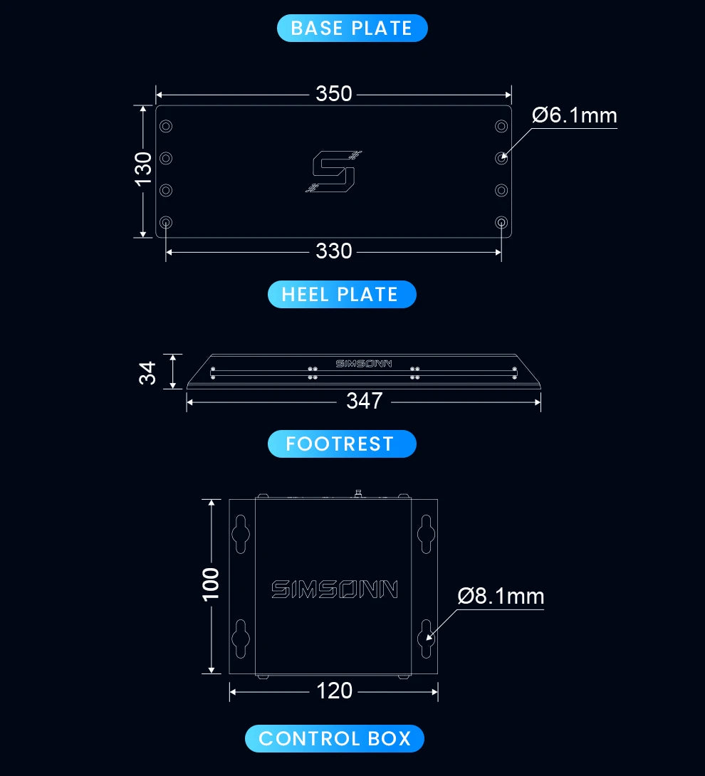 SIMSONN PRO X Ultra Sim Racing Pedals Pressure Sensor Pedal Support/VAM VAM RPO Vibration Motor PC Racing Simulator Pedals
