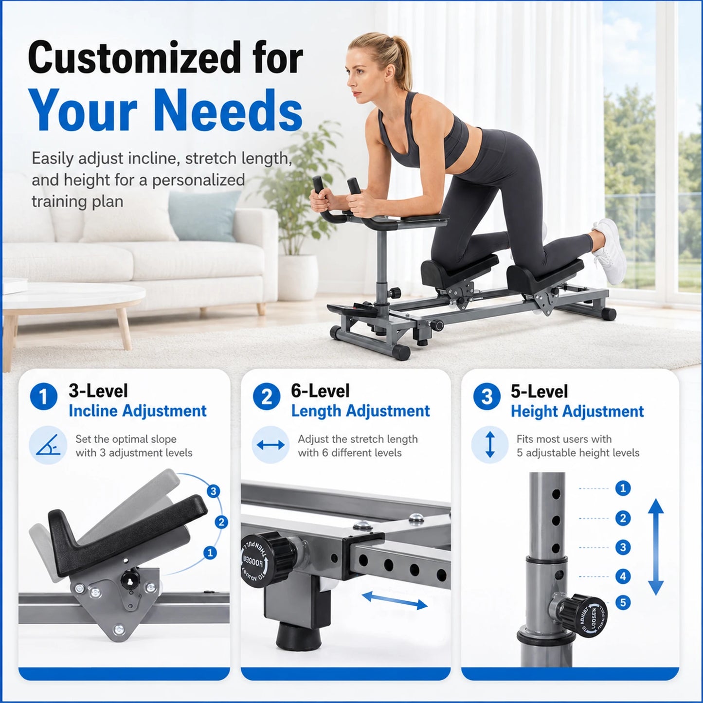 Crawling Machine Adjustable Height Length Back Stretcher with Counter Crawling/Training Machine for Home Gym Studio Cardio Machine
