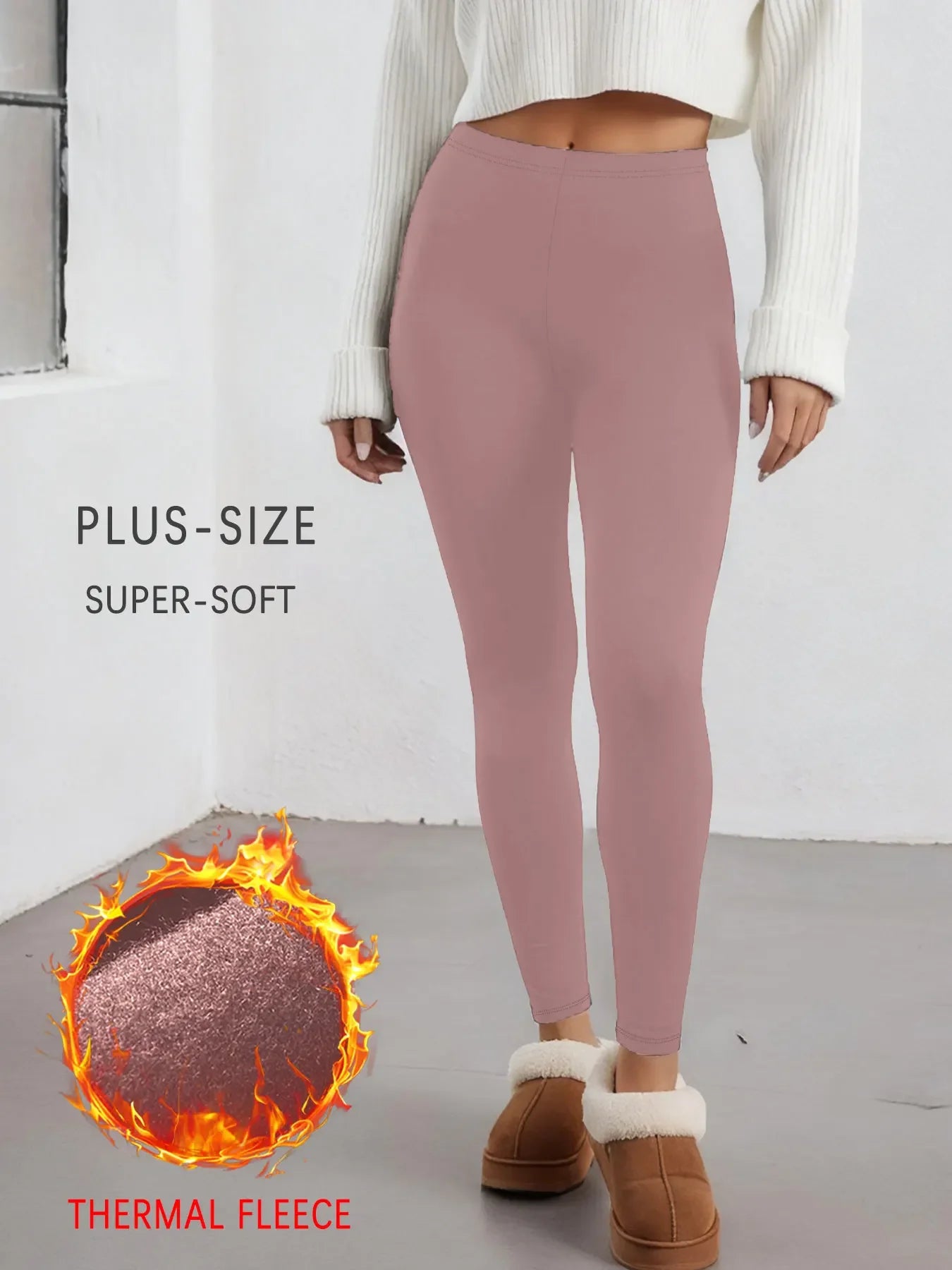 Plus Size Thermal running leggings with fleece interior for women/Low Rise design provides warmth and comfort for winter