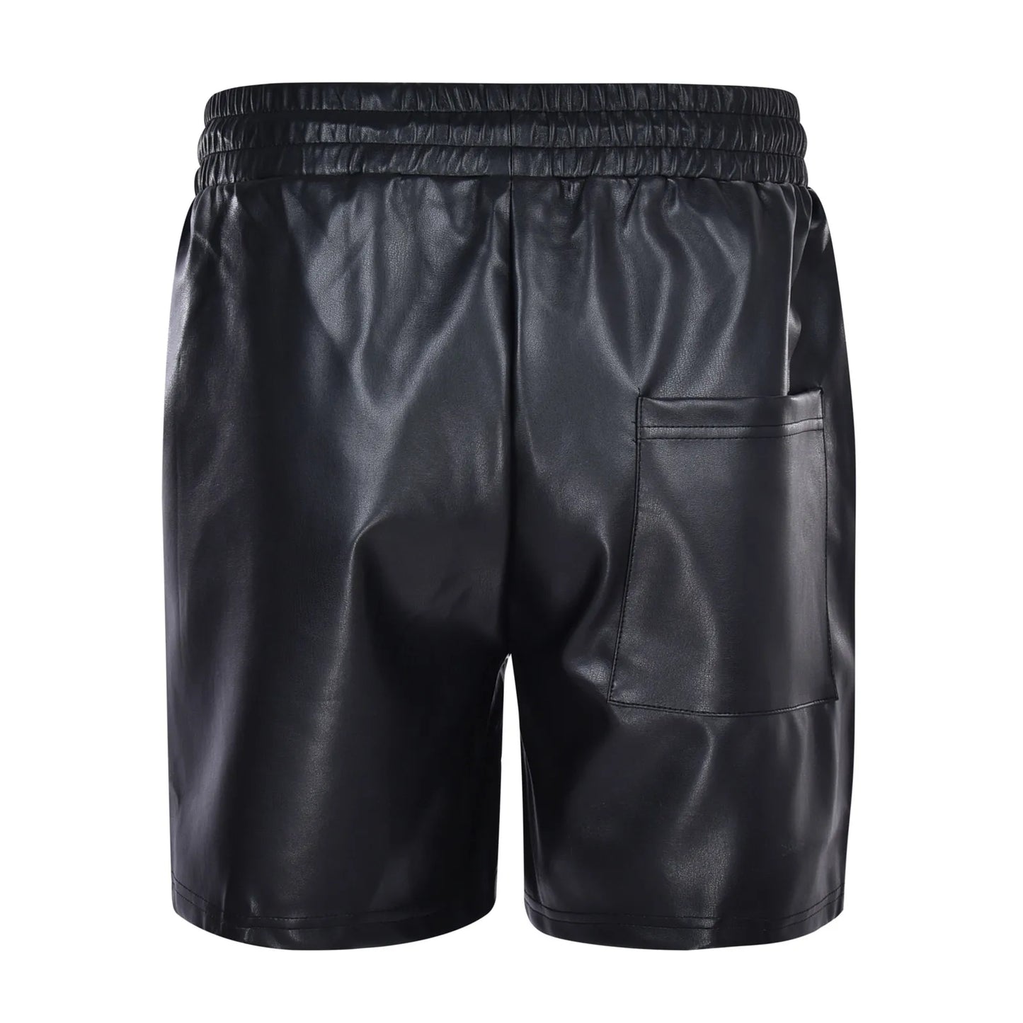 Men's Pu Leather Shorts Zipper Straight Leg Shorts/Clubwear Men's Cotton Athletic Shorts With Pockets Business