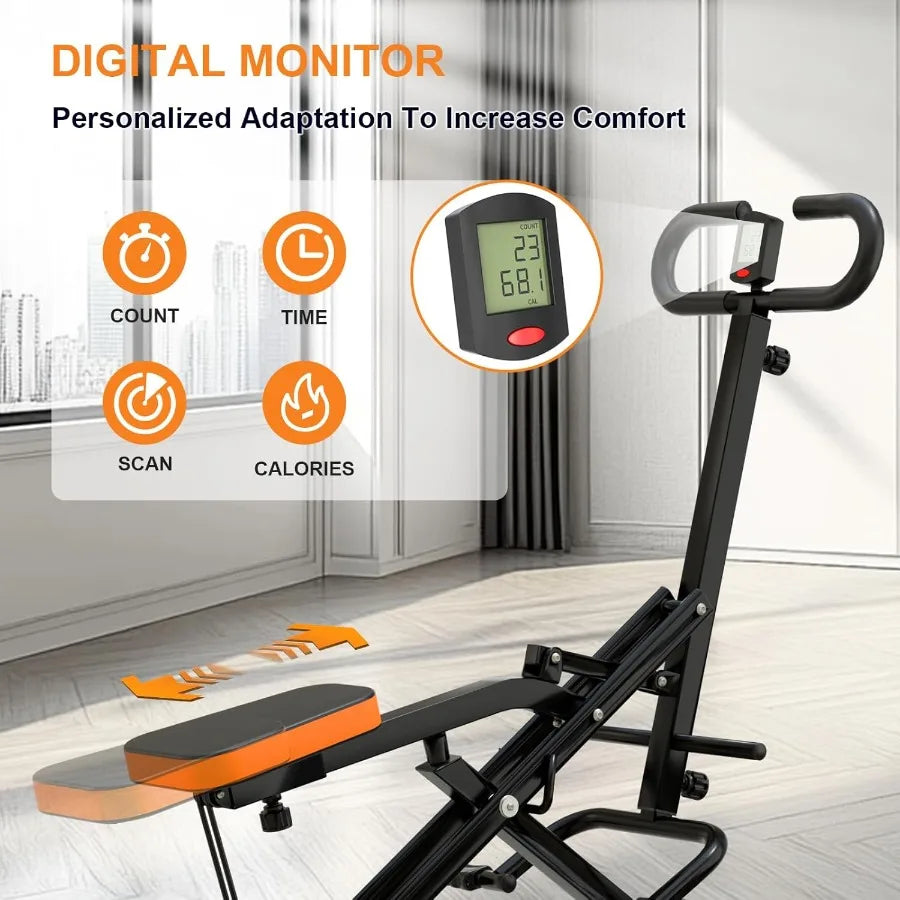 Squat Machine Ab Workout Equipment for Home 265lbs Capacity Foldable/Rowing Machine with Adjustable Resistance Bands