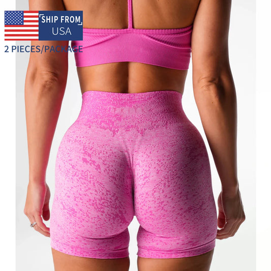 Newly listed price TKITK 2Pcs Seamless Shorts Women Soft Workout Tights/Fitness Spandex Yoga short Gym Wear
