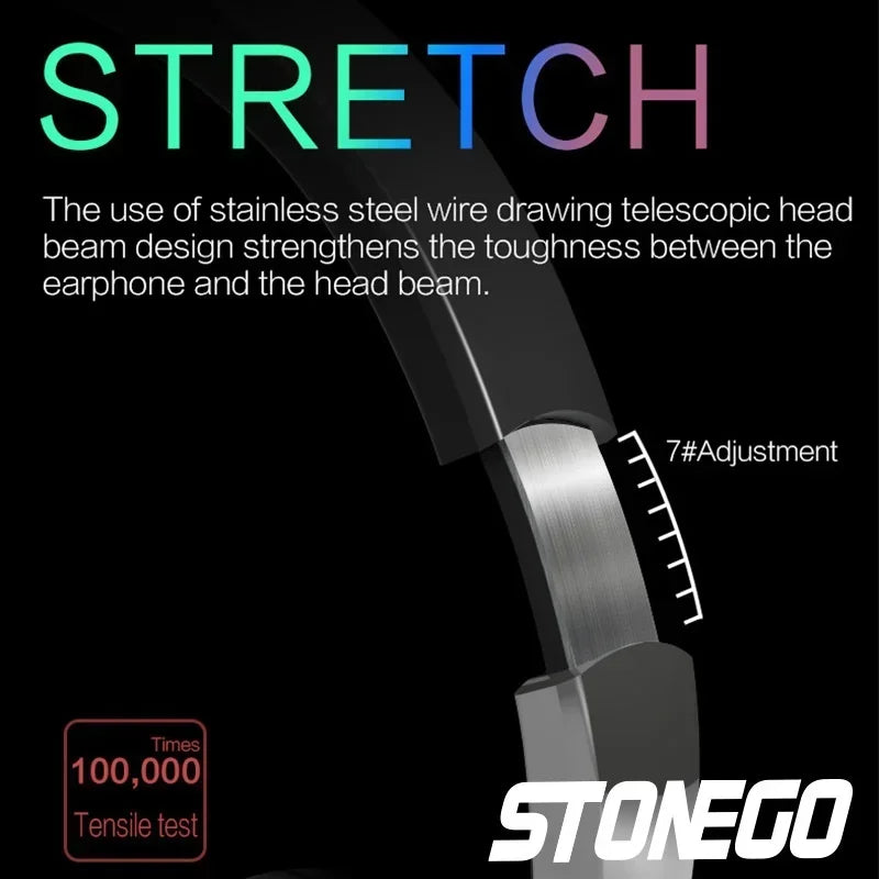 Bluetooth 5.1 Wireless Headphones Stereo Over Ear Headset/with Microphone Foldable Adjustable Lightweight Design Comfortable Fit