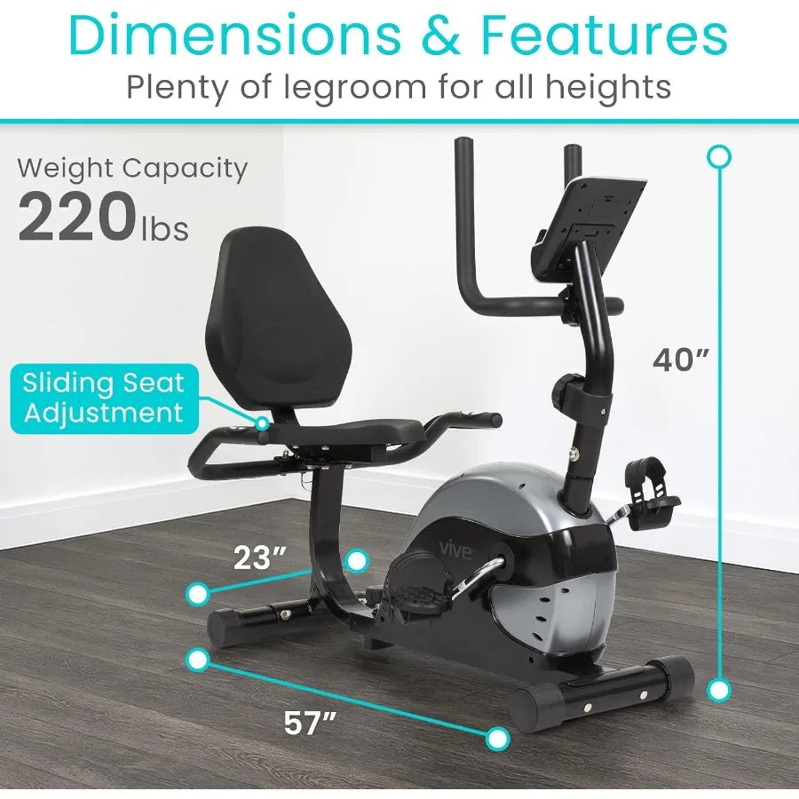 Recumbent Exercise Bike Stationary Recumbent Exercise Cycle Device/for Seniors Adults Men and Women Indoor Fitness Equipment