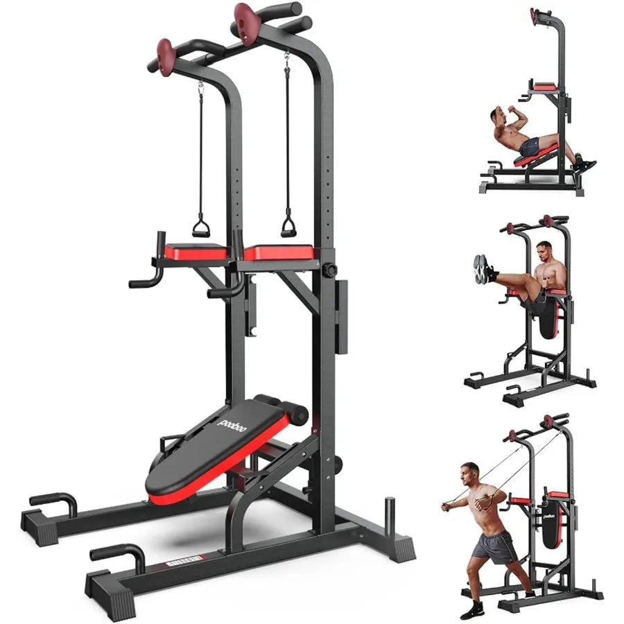 Power Tower Dip Station Pull Up Bar for Fitness Home Gym Workout/Multi-Function Adjustable Height Fitness Strength Training