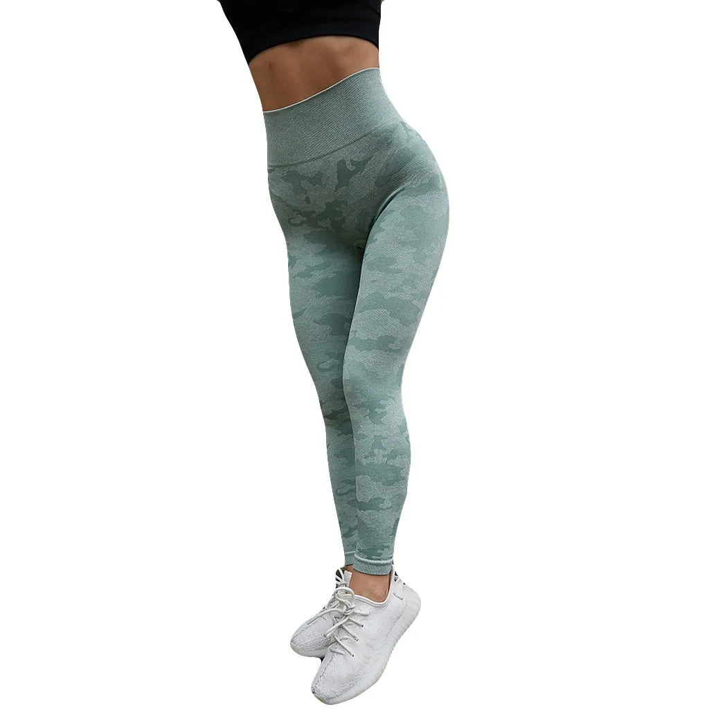 Sport Camouflage Yoga Leggings Women/Athletic Workout High Waisted Pants F