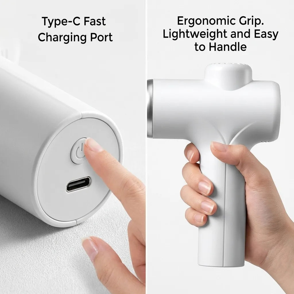 Massage Gun Deep Tissue Percussion Muscle Massager/Professional Handheld Electric Massager for Athletes Pain Relief 6 Speeds 4 Heads