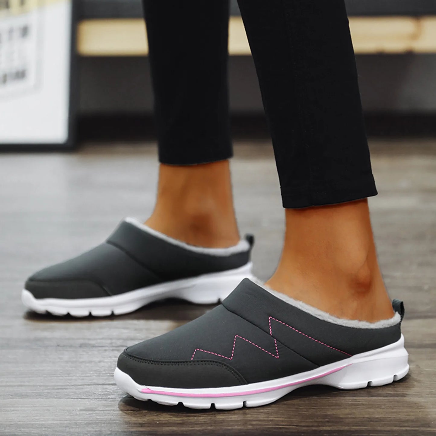 Warmth Slip On Shoes Women's Casual Breathable Lovers Shoes/Mesh Fabric Plus Velvet Shoes Runnings Shoes