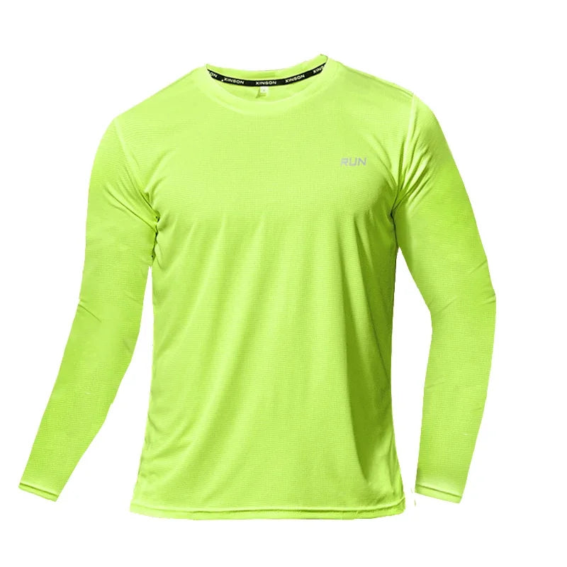 Summer Ice Silk Long Sleeve T-Shirt Men New Quick Dry/Breathable Material Outdoor Sun Protection Running Outer Wear