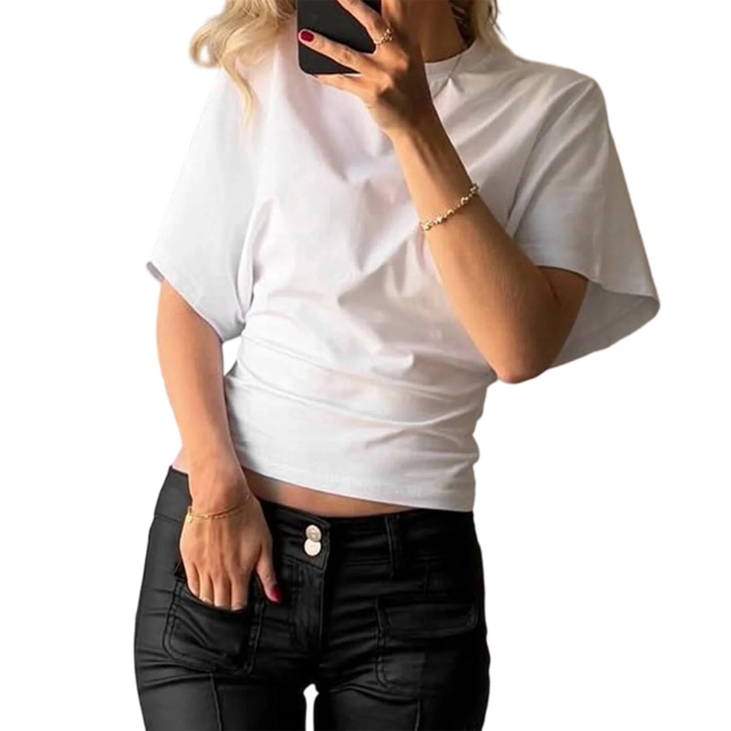 Ladies Short Sleeve Tees in Vibrant Colors with Round Neckline/Perfect for Summer Casual Outfits and Street Style Fashion