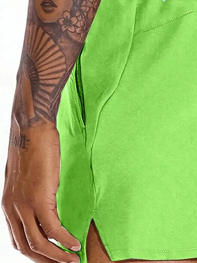 Men New Summer Beach New Models Solid Color Fashion/Leisure Comfortable Elastic Waist Double Pockets Cool Sports Shorts