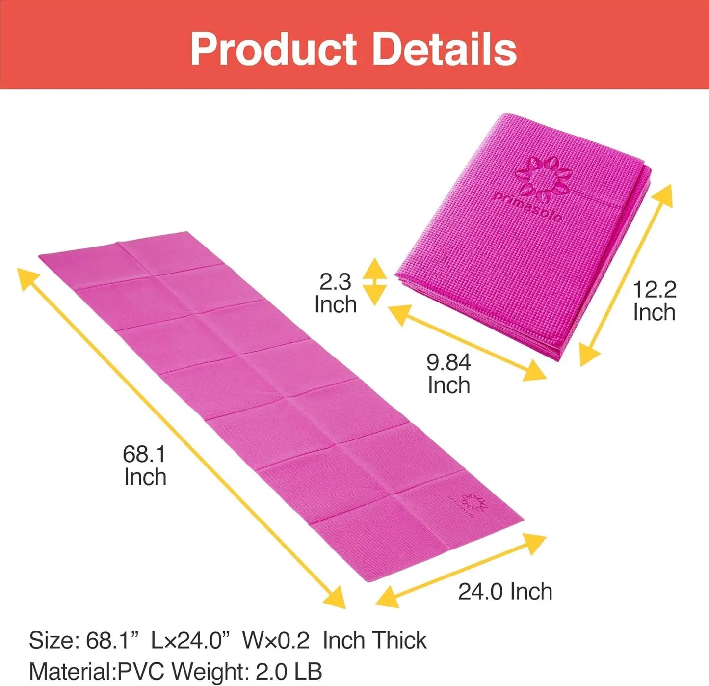 Folding Yoga Mat 4mm Thick, Easy to Carry for Travel/Beach Park Tear Resistant in 9 Colors
