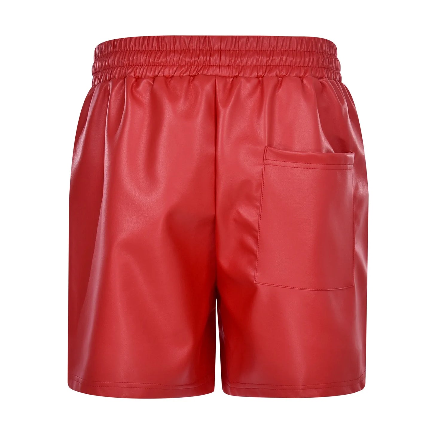 Men's Pu Leather Shorts Zipper Straight Leg Shorts/Clubwear Men's Cotton Athletic Shorts With Pockets Business